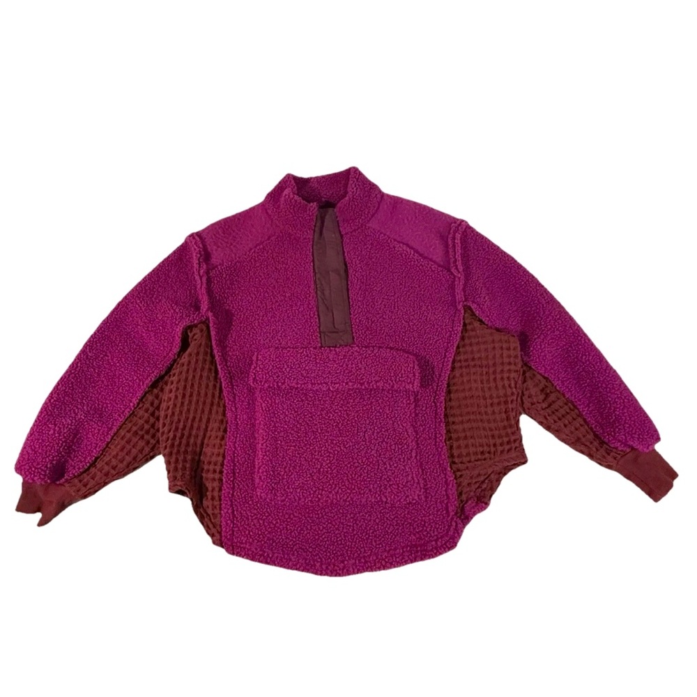 BDG Urban Outfitters Boho Fleece Sherpa Sweater Magenta Oversized Pullover